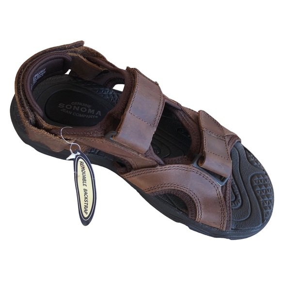 Sonoma Genuine Leather Stingray Removable Back Strap Brown Adjustable Sandals 7 - Picture 14 of 14